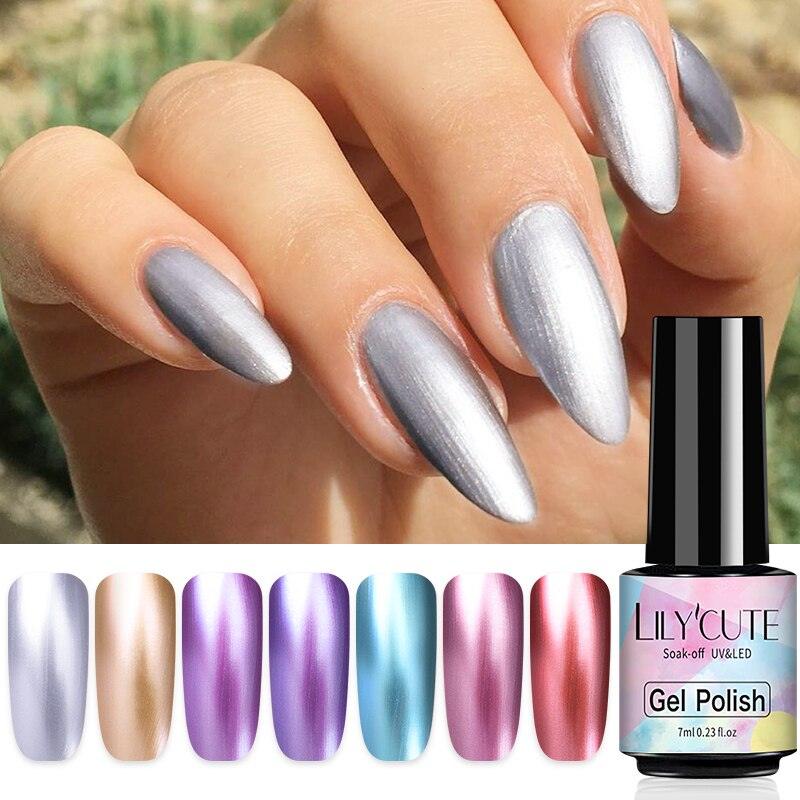 Luxury Metallic Womens Nail Polish Silver Rose Permanent UV Gel Nail Varnish Elegant Luxury Metal Effect More Collor For Girls