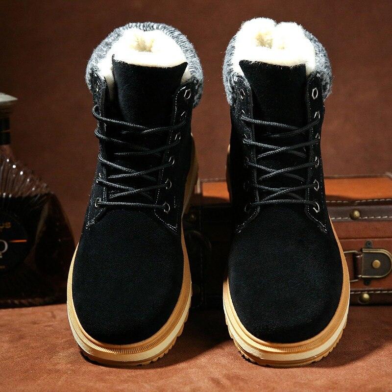 Warm Winter Mens Snow Boots Warm Fur Winter Shoes Mens Boots Footwear Ankle Boots Warm Fur Lined Winter Water-Resistan Waterproof Outdoor Snow Autumn Boots