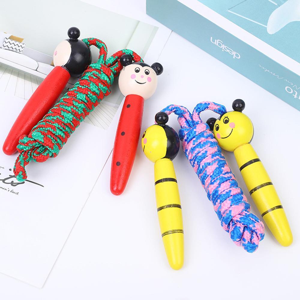 Skipping Rope With Wooden Handles Braided Tangle-Free Cable Skipping Rope For Fun And Fitness Jumping Rope For Kids Youth Beginners Jump Ropes Toys Wooden Handle Cotton Ropes Cute Animals Jump Rope