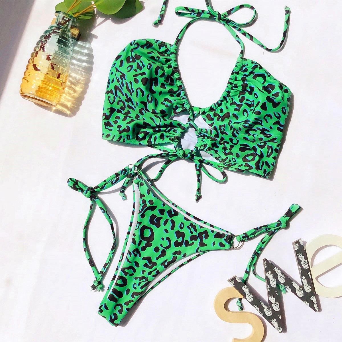 New Bikini Set Women Solid Female Cut Bikinis Swimwear Push Up Swimsuit Bath Suit Women's Bikini Padded Cutout Strappy Halter Swimsuits Two Piece Bathing Suits