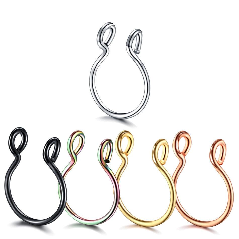 1pcs U Shaped Fake Nose Ring Hoop Septum Rings Stainless Steel Nose Piercing Fake Piercing Horseshoe Nose Rings Earrings Septum Ring Tragus Piercing Earring Hoop Lip Horseshoe Piercing Retainer Helix Hoop Ear Earring Jewelry