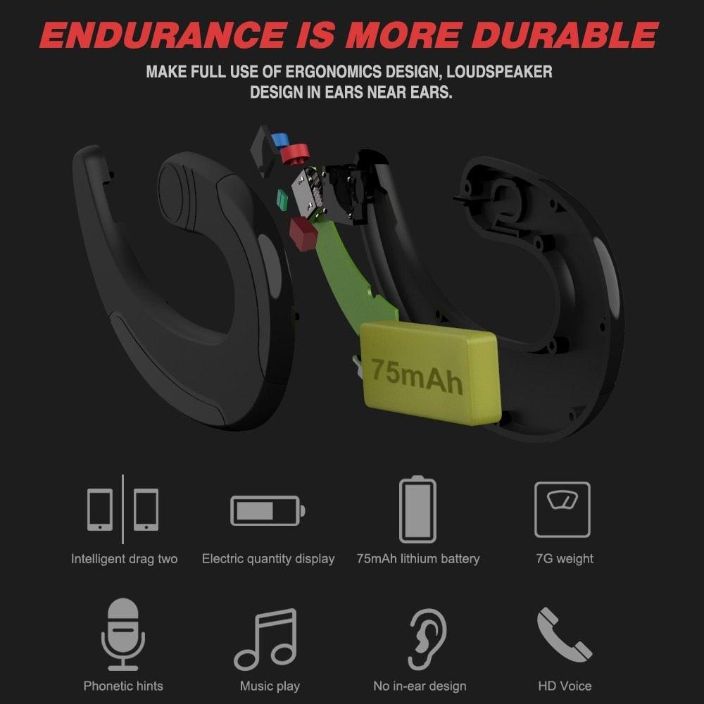 Modern Wireless Bluetooth Headphone Single Earphone Earbuds Exquisite Headset Wireless  Bone Conduction Earphones Business Earbuds Bluetooth 4.1 Headphones Over Ear Hooks Handsfree Bone Conduction Earphones Headphones With Microphone