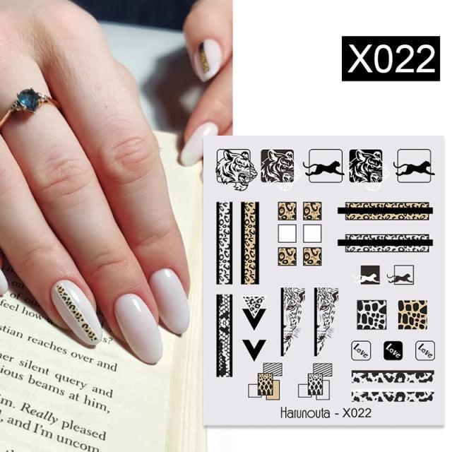 Abstract Lady Face Water Decals Fruit Flower Summer Leopard Alphabet Leaves Nail Stickers Water Black Leaf Sliders Marble Nail Art Stickers Water Transfer Nail Decals Full Wraps Gradient Acrylic Nail Kits for Women Manicure Decoration