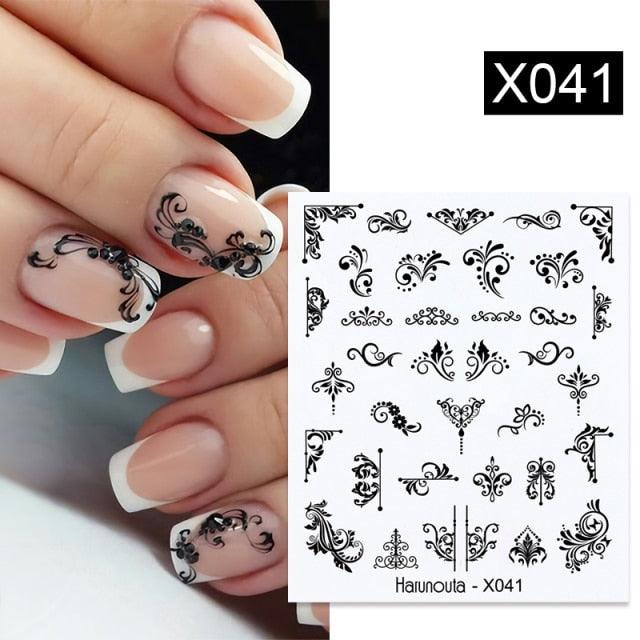 Abstract Lady Face Water Decals Fruit Flower Summer Leopard Alphabet Leaves Nail Stickers Water Black Leaf Sliders Marble Nail Art Stickers Water Transfer Nail Decals Full Wraps Gradient Acrylic Nail Kits for Women Manicure Decoration