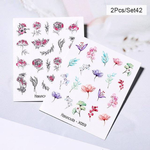 Abstract Lady Face Water Decals Fruit Flower Summer Leopard Alphabet Leaves Nail Stickers Water Black Leaf Sliders Marble Nail Art Stickers Water Transfer Nail Decals Full Wraps Gradient Acrylic Nail Kits for Women Manicure Decoration