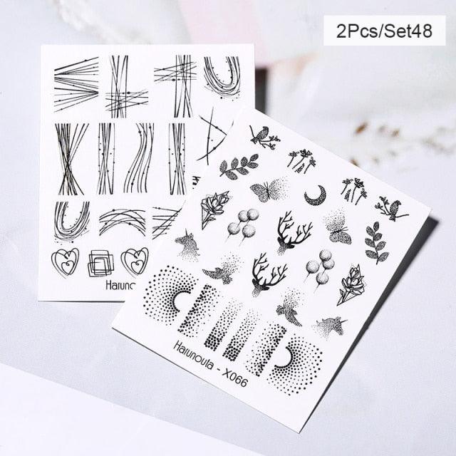 Abstract Lady Face Water Decals Fruit Flower Summer Leopard Alphabet Leaves Nail Stickers Water Black Leaf Sliders Marble Nail Art Stickers Water Transfer Nail Decals Full Wraps Gradient Acrylic Nail Kits for Women Manicure Decoration