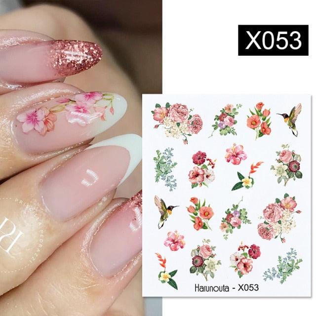 Abstract Lady Face Water Decals Fruit Flower Summer Leopard Alphabet Leaves Nail Stickers Water Black Leaf Sliders Marble Nail Art Stickers Water Transfer Nail Decals Full Wraps Gradient Acrylic Nail Kits for Women Manicure Decoration