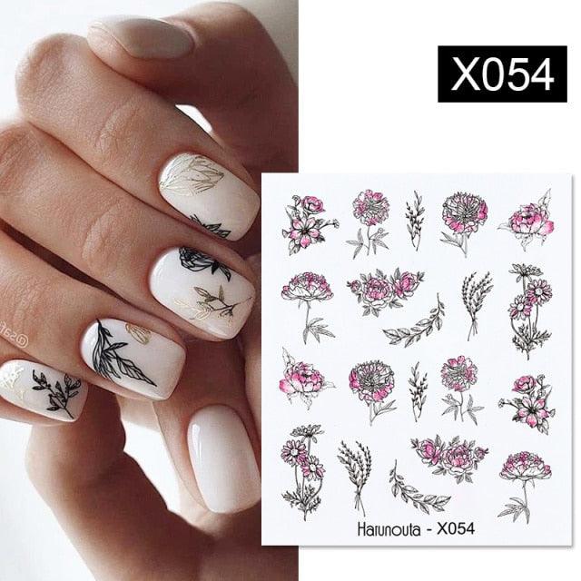 Abstract Lady Face Water Decals Fruit Flower Summer Leopard Alphabet Leaves Nail Stickers Water Black Leaf Sliders Marble Nail Art Stickers Water Transfer Nail Decals Full Wraps Gradient Acrylic Nail Kits for Women Manicure Decoration