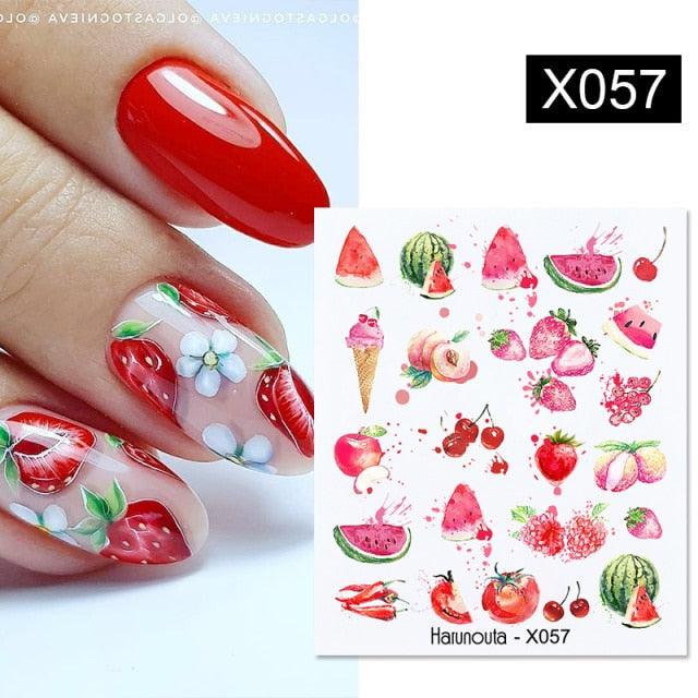 Abstract Lady Face Water Decals Fruit Flower Summer Leopard Alphabet Leaves Nail Stickers Water Black Leaf Sliders Marble Nail Art Stickers Water Transfer Nail Decals Full Wraps Gradient Acrylic Nail Kits for Women Manicure Decoration