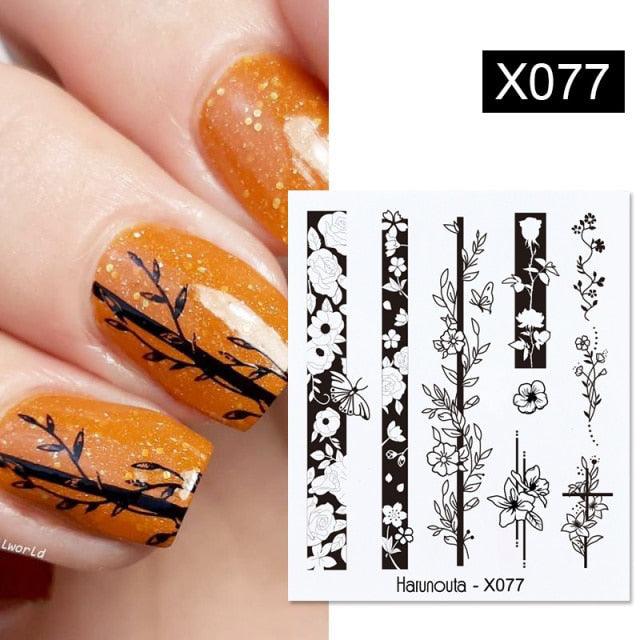 Abstract Lady Face Water Decals Fruit Flower Summer Leopard Alphabet Leaves Nail Stickers Water Black Leaf Sliders Marble Nail Art Stickers Water Transfer Nail Decals Full Wraps Gradient Acrylic Nail Kits for Women Manicure Decoration