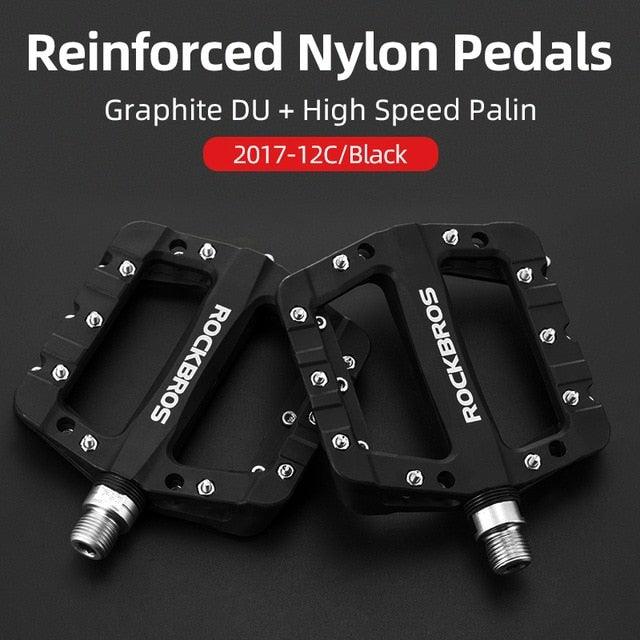 Ultralight Seal Bearings Bicycle Bike Pedals Cycling Nylon Road Pedals Flat Platform Bicycle Parts Accessories Pedals Mountain Bike Pedals Lightweight Nylon Fiber Bicycle Platform Pedals For Mountain Bike