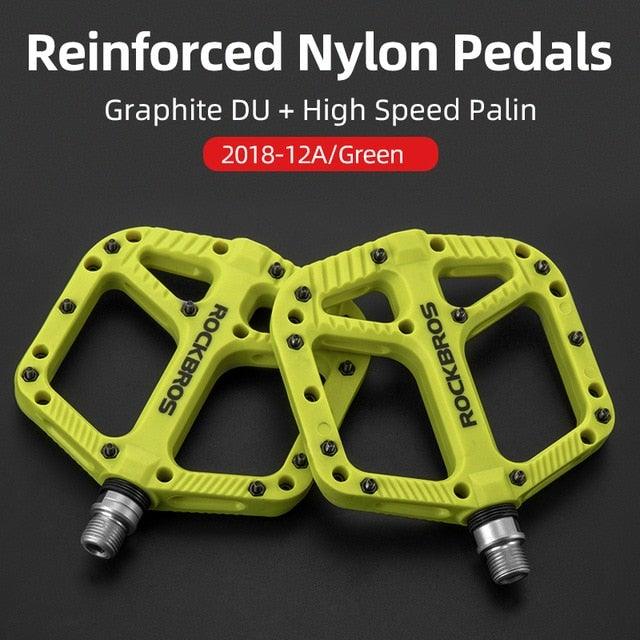 Ultralight Seal Bearings Bicycle Bike Pedals Cycling Nylon Road Pedals Flat Platform Bicycle Parts Accessories Pedals Mountain Bike Pedals Lightweight Nylon Fiber Bicycle Platform Pedals For Mountain Bike