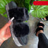 Women Fur Slippers Summer Home Flat Fur Slides For Women Fluffy Shoes Glitter Women' Casual Shoes House Slippers With Arch Support Slip-On Slippers For Women Flat Sandals