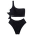 Women Leopard Print Swimsuit Women's Bikini One Shoulder Top High Waist Bottom Two Piece Swimsuits Women Push Up Bikini Set One Shoulder Beachwear Summer Leopard Bathing Suit High Waist Swimwear For Women