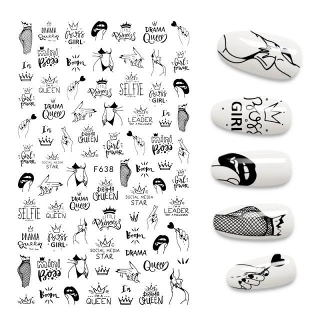 The New 3D Nail Sticker Cool English Letter stickers for nail  Foil Love Heart Design Nails Accessories Fashion Manicure Sticker Stickers Girls Manicure Decoration Nail Art Supplies 3D Self-Adhesive Nail Decals Designer Nail Stickers for Acrylic Nails