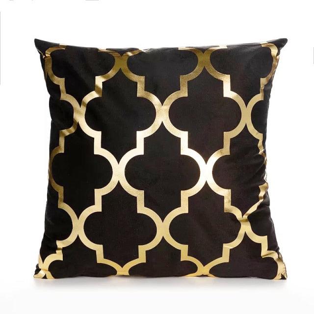 Black Gold Pillow Geometric Cushion Hot Pillows For Chairs Seat Pillowcase Black Striped Pillow Case  Luxury Soft Cushion Covers Decor Home Livingroom Decoration 45x45CM