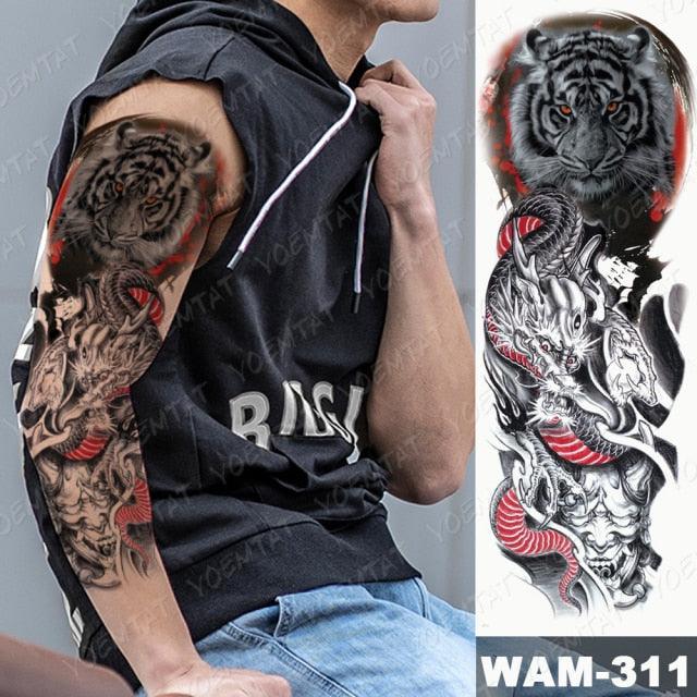 Large Tattoo Sleeve Arm Waterproof Temporary Sticker Tiger Fox For Arm Luxury Colorful Design - STEVVEX Beauty - 103, 3D Tattoo, Animal Tattoo, Arm Tattoo, Beauty, Big Tattoo, Black Tattoos, Body Tattoo, Colorful Tattoo, Fashion Tattoo, Flower Tattoo, Girls Tattoo, Large Tattoo, Leg Tattoo, Lion Tattoo, Lotus Tattoo, Luxury Tattoo, Stylish Tattoo, Tattoo, Waterproof Tattoo, Women Tattoo, Womens Tattoo - Stevvex.com