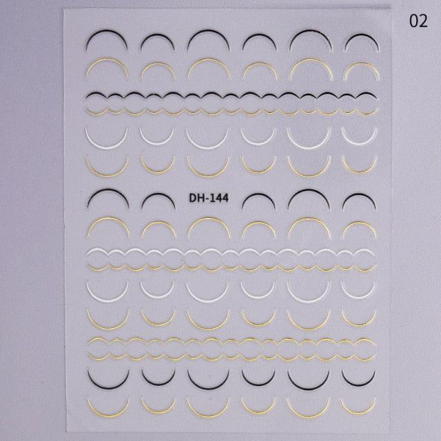 Gold Silver 3D Nail Sticker Curve Stripe Lines Nails Stickers Gradient Adhesive Striping Tape Nail Art Stickers Decal Decoration Metallic Curve Strip Line Nail Decal Self-Adhesive 3D Wave Design Decoration for Women Girls - ALLURELATION - 3D Nail Art, 554, Nail Accessories, Nail Art, Nail Art Decals, Nail Art Stickers, Nail Decals, nail decor, Nail Decoration, Nail Decorations, Nail Stickers, Nail Stickers Halloween, Nail Strips, Nail Supplies, nail tips, Nails Art Decoration - Stevvex.com