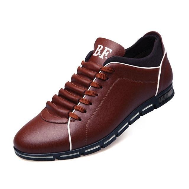 New Mens Leather Casual Sneakers Fashion Solid Leather Shoes Business Sport Flat Round Toe Fashion Sneakers Dress Shoes For Men Walking Business Office Driving Comfort Loafers