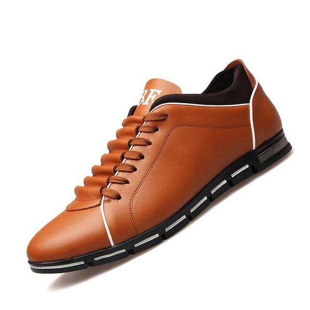 New Mens Leather Casual Sneakers Fashion Solid Leather Shoes Business Sport Flat Round Toe Fashion Sneakers Dress Shoes For Men Walking Business Office Driving Comfort Loafers