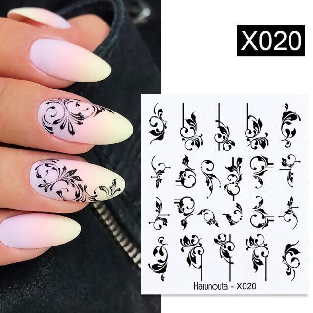 Embossed Nails Sticker 3D Flower Leaves Slider Water Transfer Nail Decals for Nail Art Transfer Sticker  3D Wave Design Decoration for Women Girls Art Stickers Decal Decoration Metallic Curve Strip Line Nail Decor