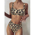 High Waist Bikini Leopard Bikini Women Push Up Swimsuit Women's Leopard Print Swimsuits High Waist Bikini Set 2 Piece Bathing Suits Women Printed Swimwear Tie Dye Summer Swim Beachwear