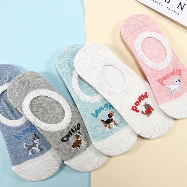 5 Pairs/Lot Cute Harajuku Animal Women Socks Set Funny Spring Cat Dog Rabbit Panda Low Cut Short Sock Happy