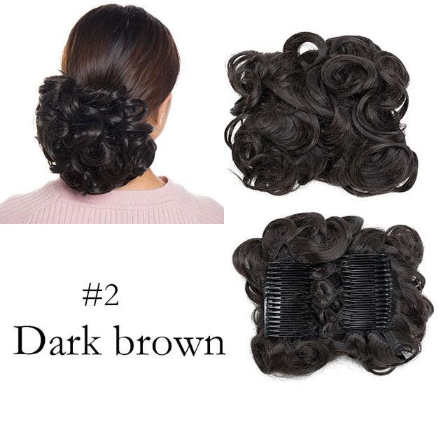 Trending LARGE Comb Clip In Curly Hair Extension Synthetic Hair Pieces Chignon Women Updo Cover Hairpiece Extension Hair Bun Clip in Hair Extension For Volumized Hair Buns For Girls