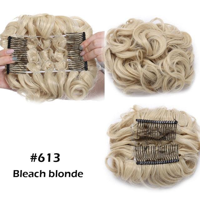 Trending LARGE Comb Clip In Curly Hair Extension Synthetic Hair Pieces Chignon Women Updo Cover Hairpiece Extension Hair Bun Clip in Hair Extension For Volumized Hair Buns For Girls