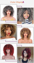 Glorious Afro Wigs Short Kinky Curly Wig Synthetic Short Bob Wig With Bangs Mixed Highlight Wig for Black Women Cosplay Wigs For Black Women Gifts for Girlfriends