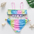 Two Piece Girls Swimsuit Rainbow Children's Swimwear Two Piece Bathing Suit 2-12 Years Swimsuit Pieces Bathing Suits With Ruffles Hollowed Flounce Bikini With Adjustable Straps For Girls