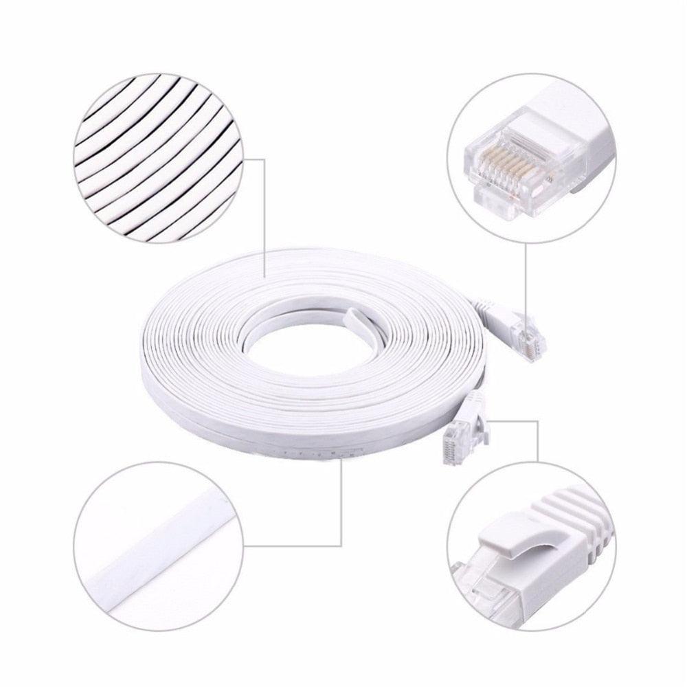 Cat6 RJ45 Network LAN Ethernet Flat Cable Computer UTP Patch Cord For Router Network Ethernet Cable Plated RJ45 Connectors Ethernet LAN Cable