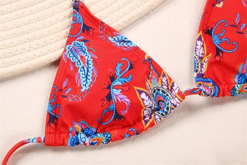 Fashion Swimwear Women Bikini Sets Women Lace Up Two Piece String Bikinis Beach Swimsuit Triangle Bathing Suit Side Tie Swimwear String Swimming Suit For Women Bathing Suit Micro Halter String Triangle Bikini