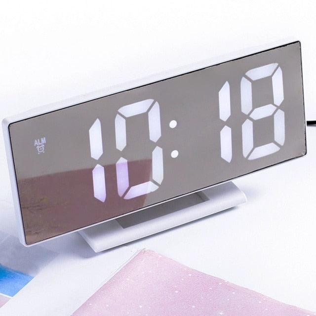 Digital Alarm Clock LED Digital Display Dual Alarm with USB Charger Port 0-100 Dimmer for Seniors Simple Bedside Big Number Alarm Clocks for Bedrooms LED Mirror Electronic Alarm Clocks Large LCD Display Digital Table Clock with Calendar Temperature