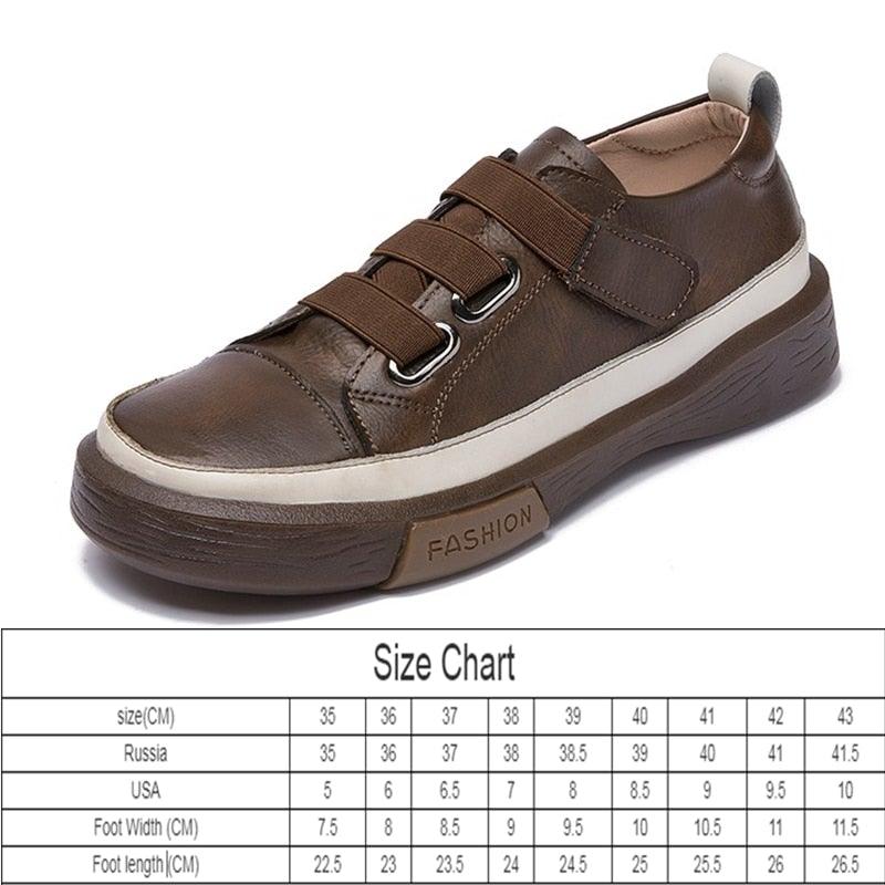 Luxury Leather Womens Sneakers Spring Shoes New Genuine Leather Casual Women Fashion Flat Girl Student Shoes Comfortable Women's Casual Flats Elegant Soft Walking Sneakers