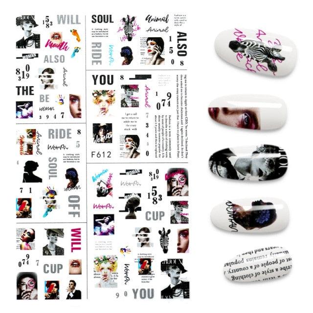 The New 3D Nail Sticker Cool English Letter stickers for nail Foil Love Heart Design Fashion Manicure Stickers Girls Manicure Decoration Nail Art Supplies 3D Self-Adhesive Nail Decals Designer Nail Stickers for Acrylic Nails