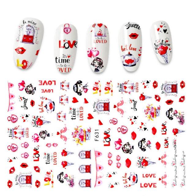 The New 3D Nail Sticker Cool English Letter stickers for nail Foil Love Heart Design Fashion Manicure Stickers Girls Manicure Decoration Nail Art Supplies 3D Self-Adhesive Nail Decals Designer Nail Stickers for Acrylic Nails