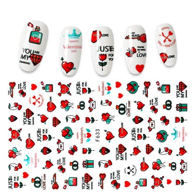 The New 3D Nail Sticker Cool English Letter stickers for nail Foil Love Heart Design Fashion Manicure Stickers Girls Manicure Decoration Nail Art Supplies 3D Self-Adhesive Nail Decals Designer Nail Stickers for Acrylic Nails