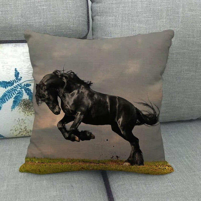 Horse Print Throw Pillow Covers Decorative Pillowcase Square Cushion Covers For Home Sofa Bedroom Livingroom Throw Pillow Covers Horse Herd Run in Desert Sand Storm Against Dramatic Sky Decor Linen Pillow Cases 45X45CM