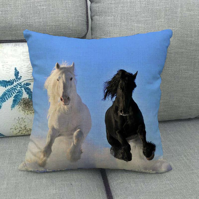 Horse Print Throw Pillow Covers Decorative Pillowcase Square Cushion Covers For Home Sofa Bedroom Livingroom Throw Pillow Covers Horse Herd Run in Desert Sand Storm Against Dramatic Sky Decor Linen Pillow Cases 45X45CM