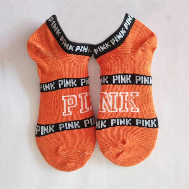 New Fashion Motion Socks Pink Socks New Unisex Cotton Mix Random Harajuku Creative Happy Casual Sports Short Ankle Pink Letters Socks Cotton Socks For Men And Women