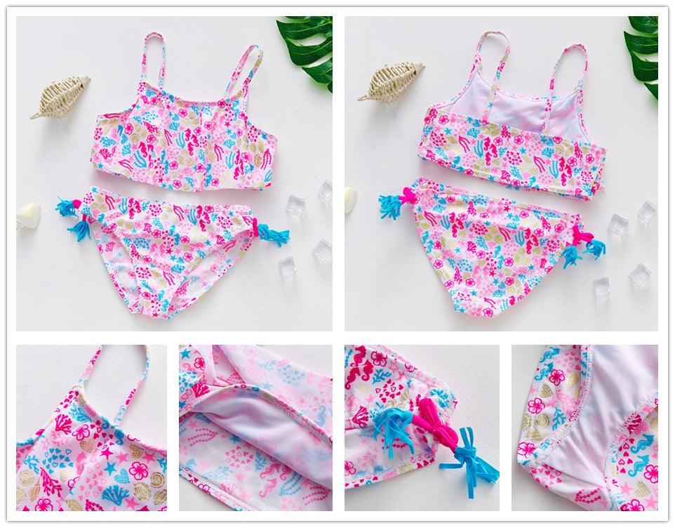 Girls Swimsuit High quality Girls swimwear Two pieces Kids Bikini Set Swimming Suit For Children Girls Swimsuit Flounce Bikini Set 2 Piece Swimwear Watermelon Ruffle Bathing Suits