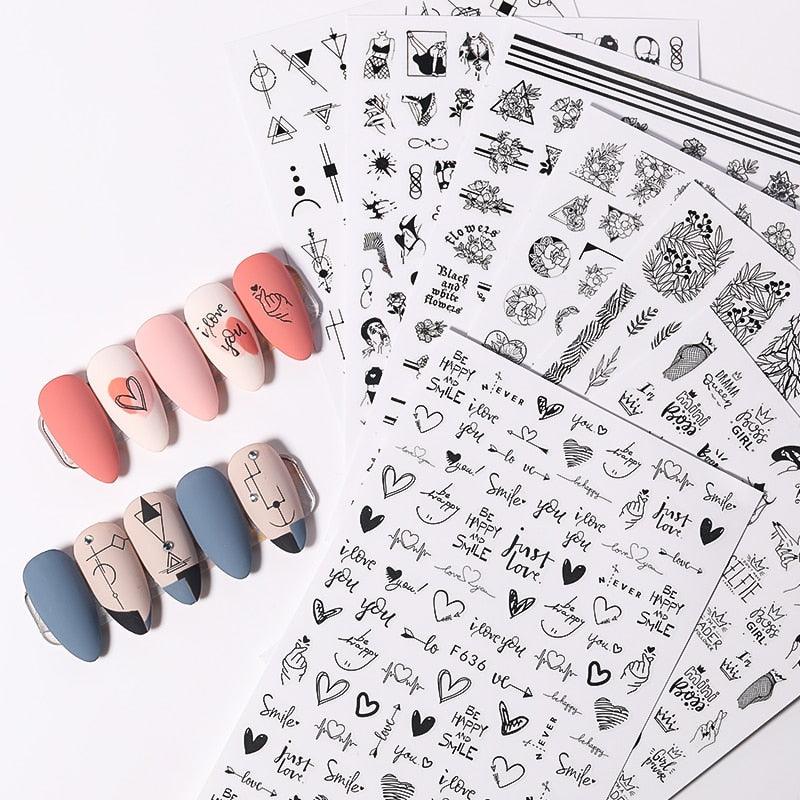 Alphabet Love Shaped  Pattern 3D Nail Stickers Slider Valentine Day Decals Foil For Love Nail Art Decoration Pop Art Nail Stickers Sexy Girl Designs Comics Water Transfer Decals Manicure Lips Nail Art Decorations Slider Nail Art Stickers