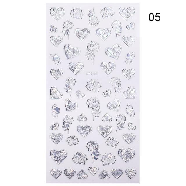 Alphabet Love Shaped  Pattern 3D Nail Stickers Slider Valentine Day Decals Foil For Love Nail Art Decoration Pop Art Nail Stickers Sexy Girl Designs Comics Water Transfer Decals Manicure Lips Nail Art Decorations Slider Nail Art Stickers