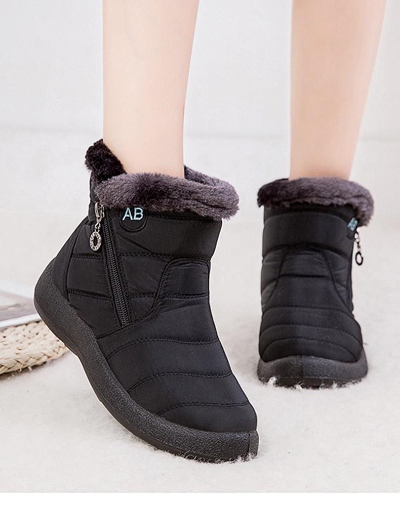 Fashion Womens Waterproof Boots Snow Boots For Winter Casual Lightweight Ankle Warm Winter Boots Fur Lined Warm Ankle Boots Slip On Waterproof Outdoor Booties Comfortable Shoes For Women