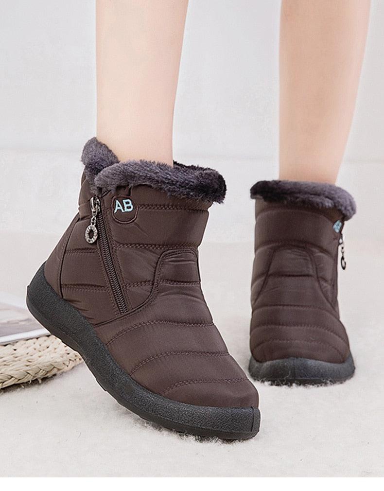 Fashion Womens Waterproof Boots Snow Boots For Winter Casual Lightweight Ankle Warm Winter Boots Fur Lined Warm Ankle Boots Slip On Waterproof Outdoor Booties Comfortable Shoes For Women