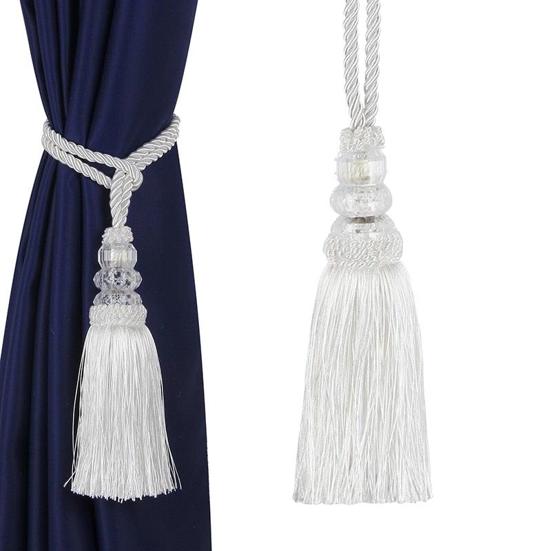 Faux Crystal Beaded Tassels Fringe Curtain Tieback Rope Window Decoration Door Hanging Ball Tassel Accessories Wonderful Curtain Holdbacks Curtains Tiebacks Home Decorative Braided Buckle Fastener Accessories Window Drapery Ball Tassels Tiebacks 50CM