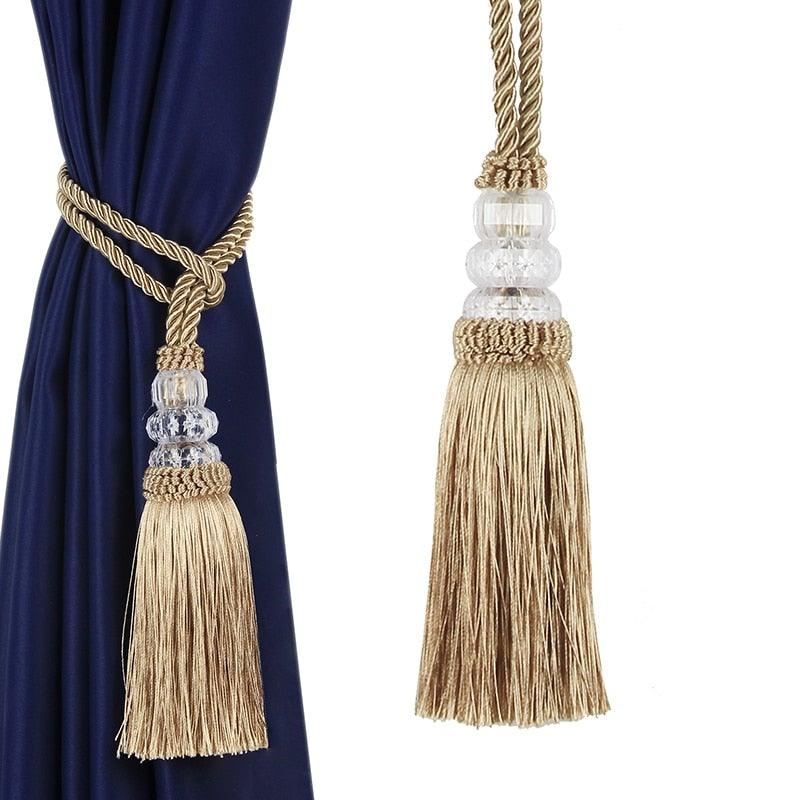 Faux Crystal Beaded Tassels Fringe Curtain Tieback Rope Window Decoration Door Hanging Ball Tassel Accessories Wonderful Curtain Holdbacks Curtains Tiebacks Home Decorative Braided Buckle Fastener Accessories Window Drapery Ball Tassels Tiebacks 50CM