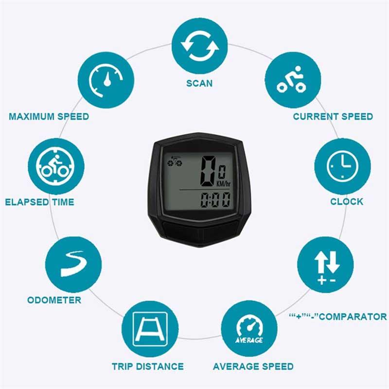 Multifunction Waterproof Wired Digital Bike Ride Speedometer Odometer Bicycle Cycling Speed Counter Table Bicycle Waterproof Cycling Computer Multifunction Odometer Stopwatch Riding Clock Wired Digital Backlight