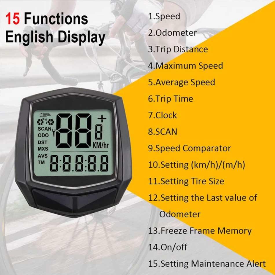 Multifunction Waterproof Wired Digital Bike Ride Speedometer Odometer Bicycle Cycling Speed Counter Table Bicycle Waterproof Cycling Computer Multifunction Odometer Stopwatch Riding Clock Wired Digital Backlight